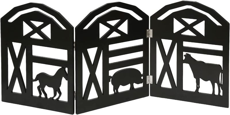 Photo 1 of Indoor/Outdoor Wood Barnyard Freestanding Foldable Adjustable 3-Section Pet/Baby Gate 4 x 48 x 21 inches

