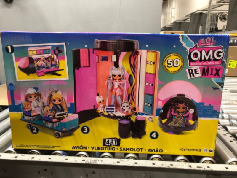 Photo 3 of LOL Surprise OMG Remix 4 in 1 Exclusive Plane Playset Transforms 50 Surprises - Airplane, Car, Recording Studio, Mixing Booth with Colorful Doll Accessories, Play Set Gift for Kids Ages 6-11