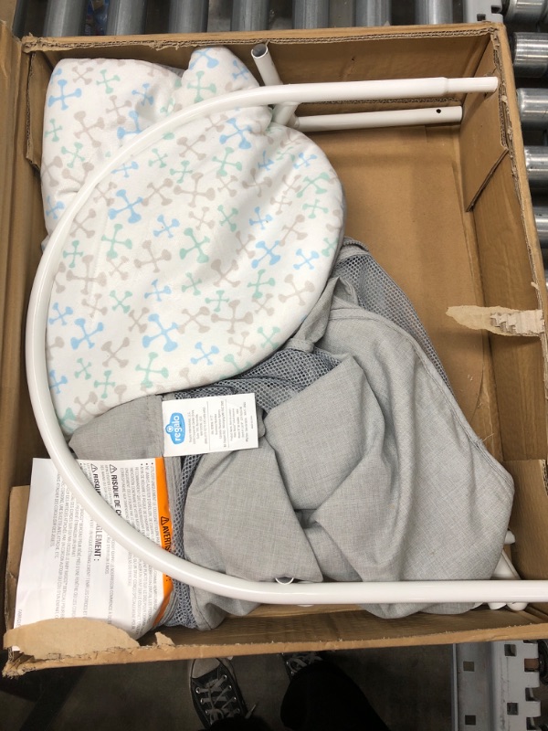 Photo 2 of Baby Basics™ Infant Bassinet, Gray, Portable and Collapsible, Includes Padded Insert Small