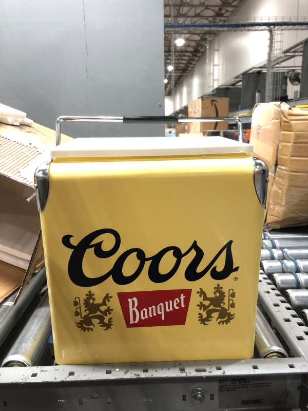 Photo 3 of Coors Banquet Retro Ice Chest Cooler with Bottle Opener 13L (14 qt)- Yellow and Silver