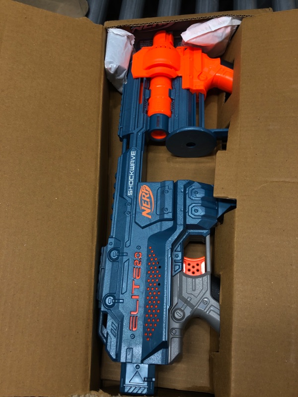 Photo 2 of NERF Elite 2.0 Shockwave RD-15 Blaster, 30 Darts, 15-Dart Rotating Drum, Pump-Action Slam Fire, Built-in Customizing Capabilities FFP