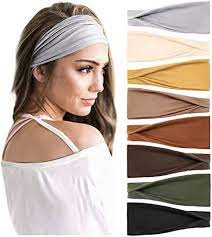 Photo 1 of 8 PCS Headbands For Women Solid Color Wide Elastic Hairband Workout Yoga Exercise Sweat Wicking Non Slip Head Wrap Hair Accessories
