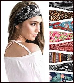 Photo 1 of 8 PCS Headbands For Women Boho Wide Elastic Hairband Workout Yoga Exercise Sweat Wicking Non Slip Hair Wrap Hair Accessories
