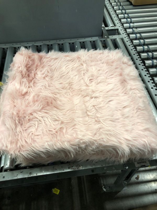 Photo 3 of Andecor Soft Fluffy Faux Fur Bedroom Rugs 4 x 6 Feet Indoor Wool Sheepskin Area Rug for Girls Baby Living Room Chair Sofa Home Decor Floor Carpet, Pink