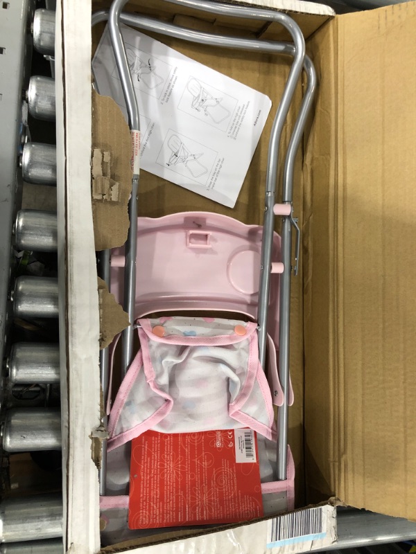 Photo 2 of Adora Baby Doll Accessories Pink High Chair, Can Fit Up to 16 inch Dolls, 20.5 inches in Height, Baby Pink and Grey Print