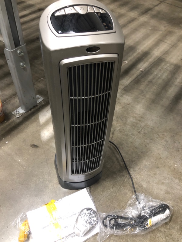 Photo 2 of ***TESTED***Lasko Oscillating Digital Ceramic Tower Heater for Home with Adjustable Thermostat, Timer and Remote Control, 23 Inches, 1500W, Silver, 755320