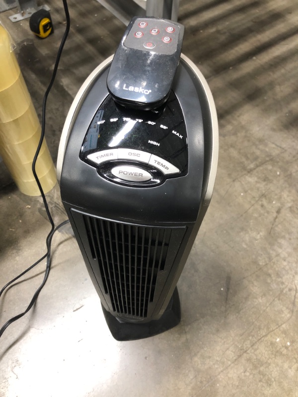 Photo 3 of ***TESTED***Lasko Oscillating Ceramic Tower Space Heater for Home with Adjustable Thermostat, Timer and Remote Control, 22.5 Inches, Grey/Black, 1500W, 751320