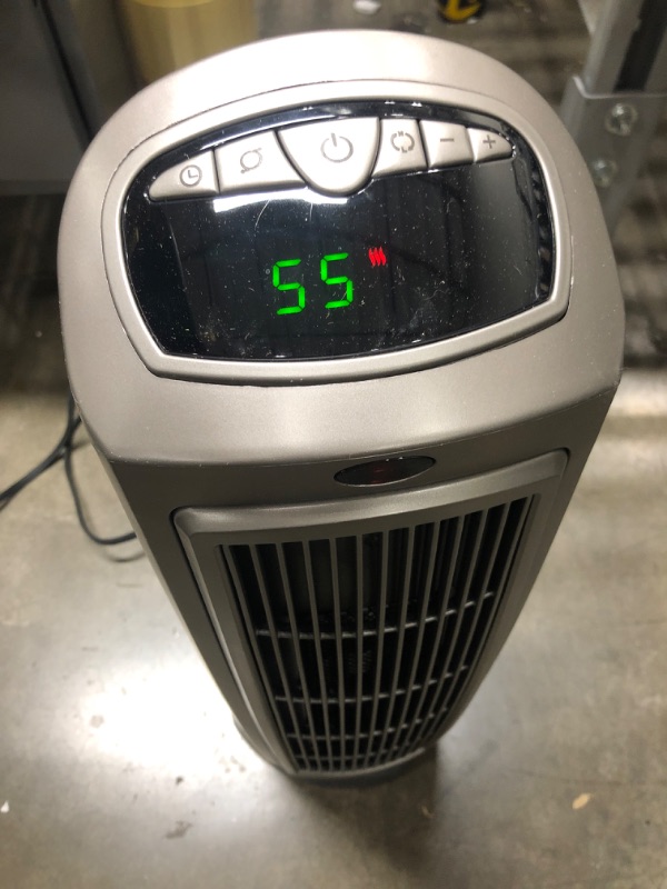 Photo 2 of ***TESTED/MISSING REMOTE***Lasko Oscillating Digital Ceramic Tower Heater for Home with Adjustable Thermostat, Timer and Remote Control, 23 Inches, 1500W, Silver, 755320