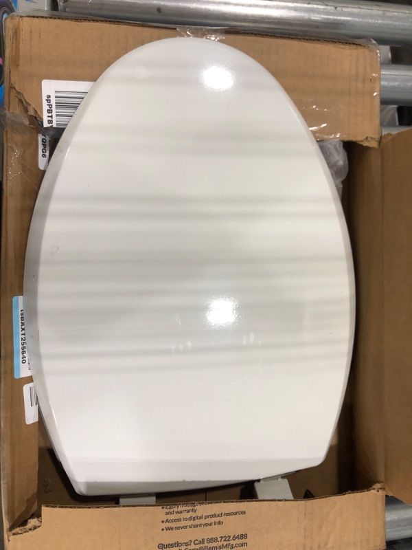 Photo 2 of ***MAJOR DAMAGE***Mayfair 1847SLOW 000 Kendall Slow-Close, Removable Enameled Wood Toilet Seat That Will Never Loosen, 1 Pack ELONGATED - Premium Hinge, White ELONGATED White Toilet Seat