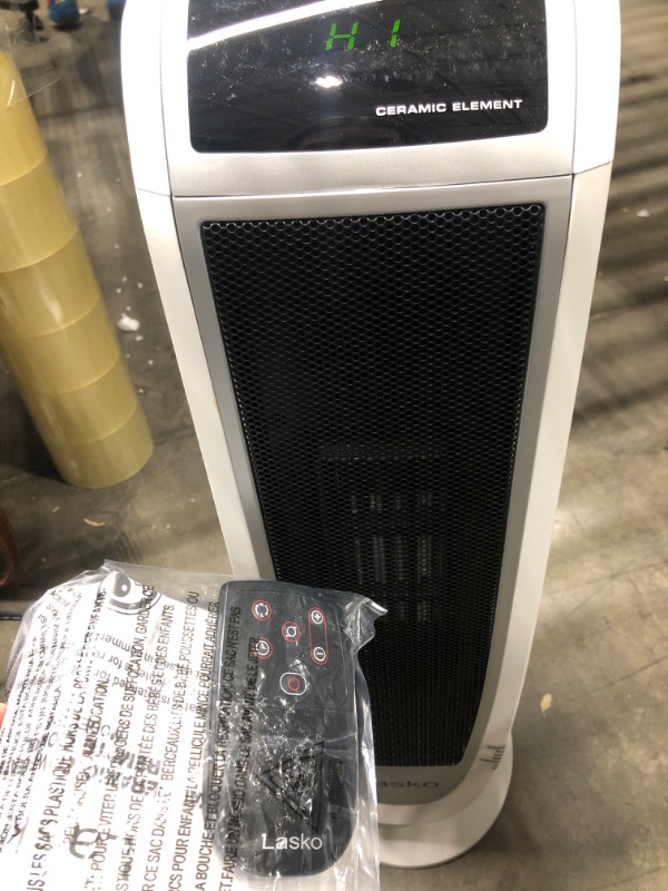 Photo 3 of **TESTED**Lasko Oscillating Digital Ceramic Tower Heater for Home with Overheat Protection, Timer and Remote Control, 22.75 Inches, 1500W, White, 5165