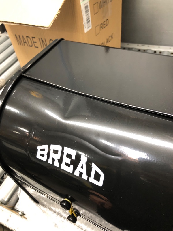 Photo 3 of 2 Layer Metal Bread Boxes, Bread Box Storage Bin Kitchen Container with Roll Top Lid Iron Countertop Containers Metal Food Storage Bread Keeper Large Capacity Home Kitchen Counter?Black?