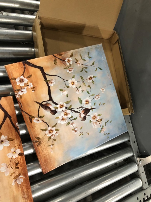 Photo 4 of **ONE POSTER HAS BEEN TEARED**
Derkymo 2 Pieces Gallery Wrapped Canvas Wall Art Set of 4 Birds on Tree Branch with Blooms Painting Print on Canvas White Flower Wall Art Painting for Living Room Bedroom Decor 16"x16"x2pcs