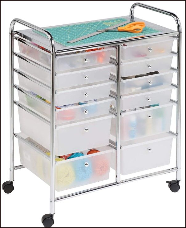 Photo 1 of **PARTS ONLY INCOMPLETE Honey-Can-Do Rolling Storage Cart and Organizer with  Plastic Drawers