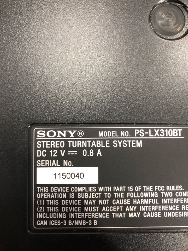 Photo 4 of PARTS ONLKY MISSING COMPONENTS 
Sony PS-LX310BT Belt Drive Turntable: Fully Automatic Wireless Vinyl Record Player with Bluetooth and USB Output Black stereo  turn table