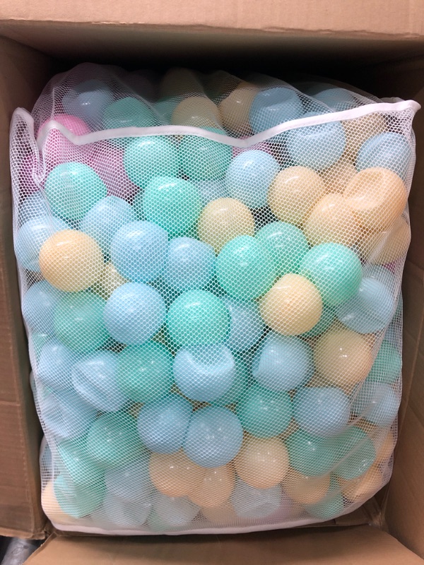 Photo 1 of Amazon Basics BPA Free Crush-Proof Plastic Ball Pit Balls with Storage Bag, Toddlers Kids 12+ Months, 6 Pastel Colors - Pack of 1000 6 Pastel Colors 1,000 Balls