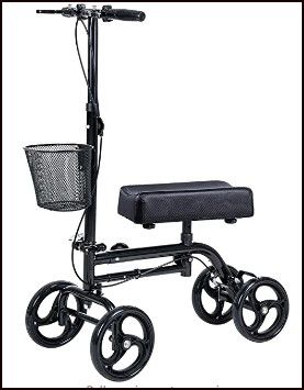 Photo 1 of WINLOVE Black Steerable Knee Walker Roller Scooter with Basket Dual Braking System for Angle and Injured Foot Broken Economy Mobility