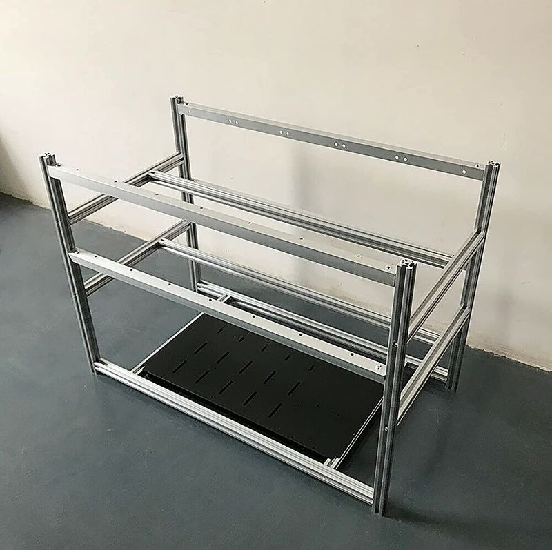 Photo 1 of 14 GPU Mining Rig Frame Aluminum Stackable Open Air Mining Computer Frame Rig insulation multi-function Case Ethereum LTC ZEC Bitcoin (Silver)
