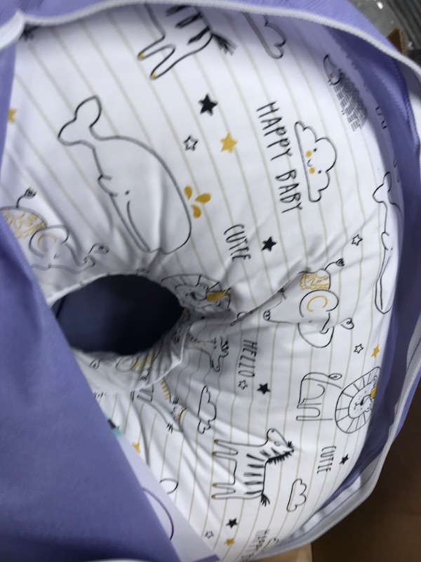 Photo 2 of Boppy Nursing Pillow and Positioner - Original, Notebook Black and White with Gold Animals, Breastfeeding, Bottle Feeding, Baby Support, with Removable Cotton Blend Cover, Awake-Time Support