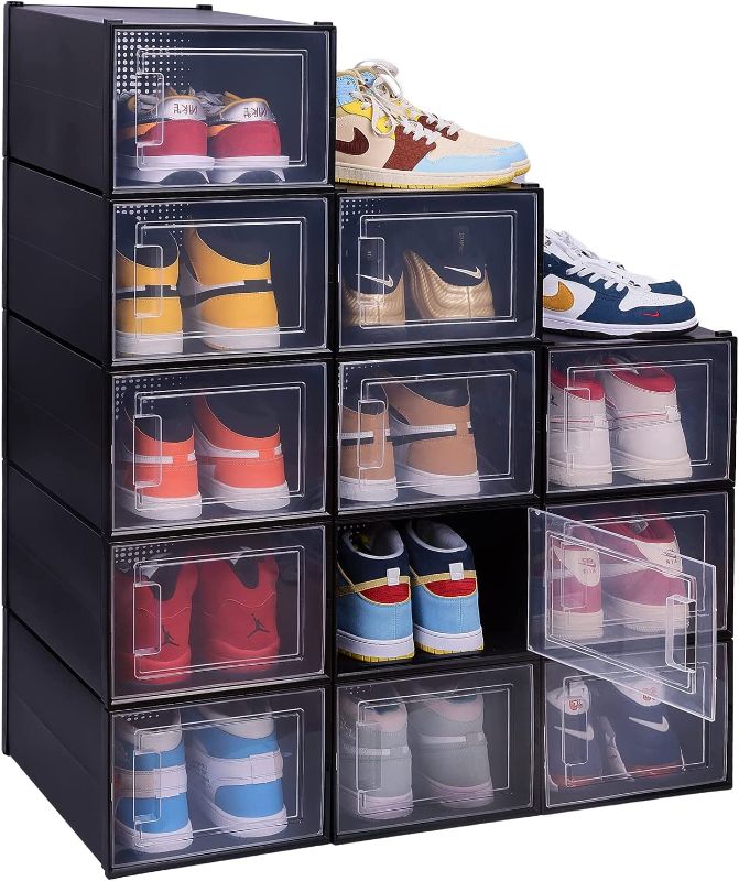 Photo 1 of X- Large Shoe Organizer for Closet, Clear Shoe Boxes Stackable, Shoe Containers Stackable Shoe Boxes, Shoe Box Storage Containers, Boot & Shoe Boxes Shoe Holder, Shoe Display Case, Closet Shoe Organizer Neatly
