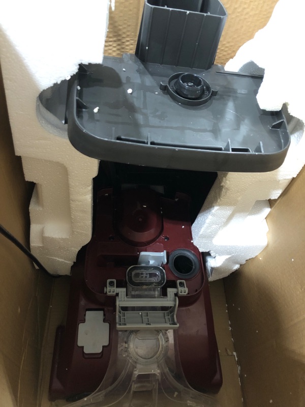 Photo 1 of Hoover, Red Power Scrub Deluxe Carpet Cleaner Machine, Upright Shampooer, with Storage Mat, FH50150B Power Scrub Deluxe + Mat