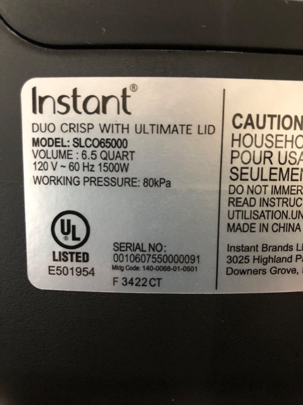 Photo 2 of Instant Pot Duo Crisp Ultimate Lid, 13-in-1 Air Fryer and Pressure Cooker Combo, Sauté, Slow Cook, Bake, Steam, Warm, Roast, Dehydrate, Sous Vide, & Proof, App With Over 800 Recipes, 6.5 Quart 6.5QT Ultimate