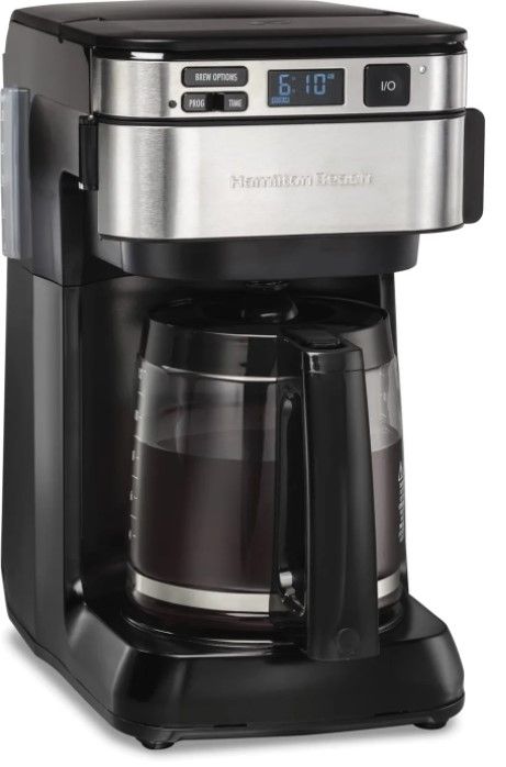 Photo 1 of Hamilton Beach Programmable Coffee Maker, 12 Cups, Front Access Easy Fill, Pause & Serve, 3 Brewing Options, Black (46310)
