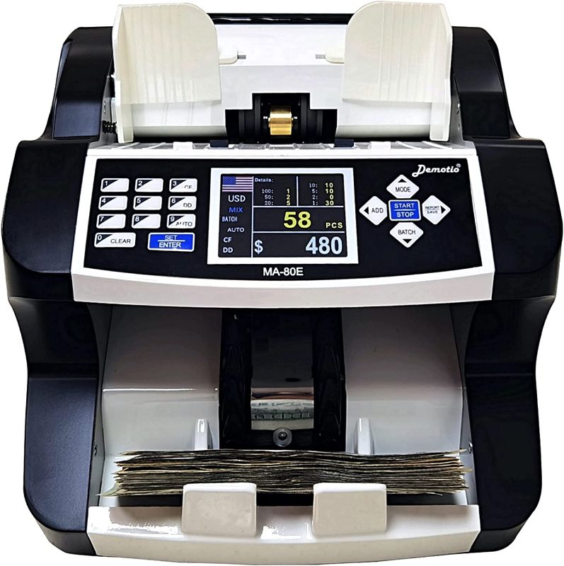 Photo 1 of DEMOTIO Mixed Denomination Money Counter Machine USD Bill Value Counter MA-80E with External Display
