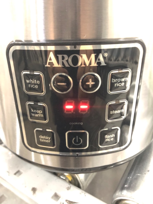 Photo 3 of Aroma Digital Rice Cooker and Food Steamer, Silver, 8 Cup