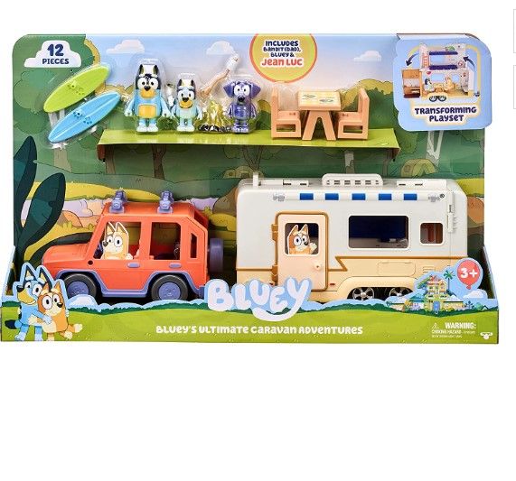 Photo 1 of Bluey Ultimate Caravan Adventures - Caravan Playset and Three 2.5-3" Figures & 4WD Family Vehicle with 2 Surfboards
