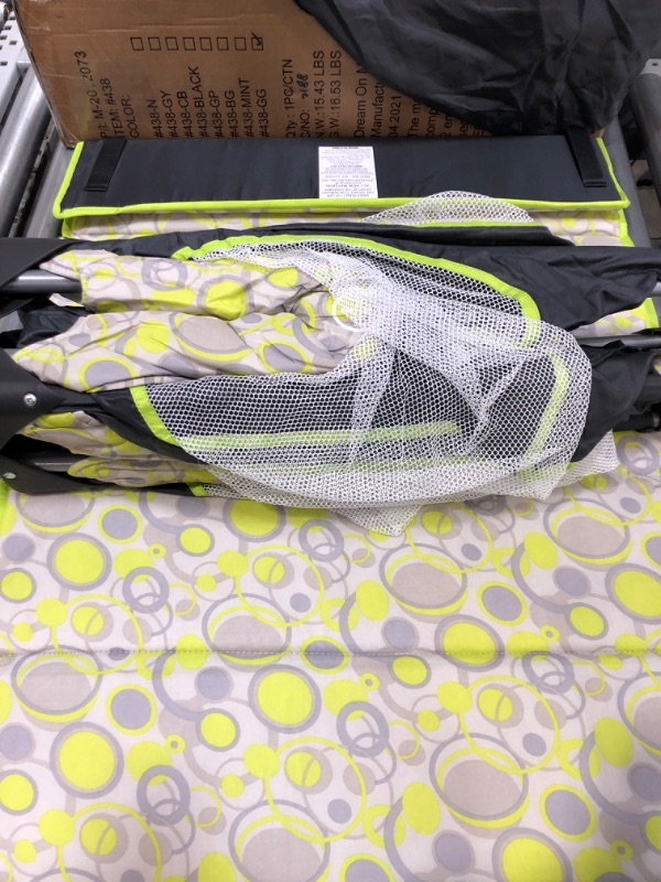 Photo 2 of Dream On Me Zodiak Portable Playard in Grey and Green, Lightweight, Packable and Easy Setup Baby Playard, Breathable Mesh Sides and Soft Fabric - Comes with a Removable Padded Mat
