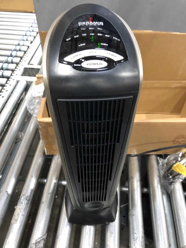 Photo 2 of Lasko Oscillating Ceramic Tower Space Heater for Home with Adjustable Thermostat, Timer and Remote Control, 22.5 Inches, Grey/Black, 1500W, 751320
