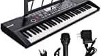 Photo 1 of 61-Key Electronic Music Keyboard Piano with LCD Display and Microphone - Portable - Black