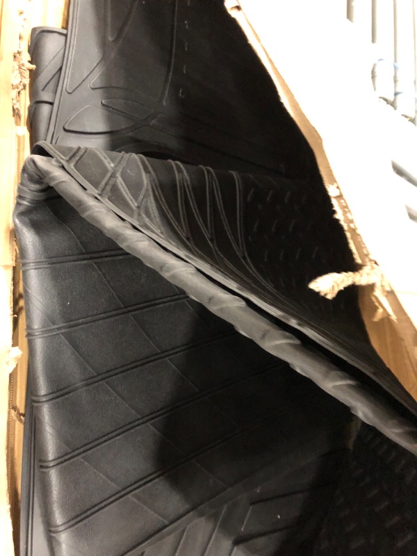 Photo 1 of Amazon Basics 4-Piece All-Weather Protection Heavy Duty Rubber Floor Mats Set with Cargo Liner for Cars, SUVs, and Trucks?Black,Universal Trim to Fit Black Thick Heavy Duty Rubber 4-Piece