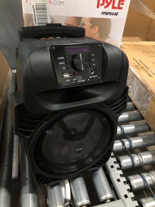 Photo 2 of 400W Portable Bluetooth PA Loudspeaker - 8” Subwoofer System, 4 Ohm/55-20kHz, USB/MP3/FM Radio/ ¼ Mic Inputs, Multi-Color LED Lights, Built-in Rechargeable Battery w/ Remote Control - Pyle PPHP844B