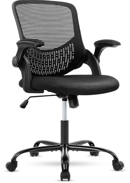 Photo 1 of *Loose hardware* Office Chair, Ergonomic Office Chair Computer Chair Mesh Home Office Desk Chairs with Flip-up Armrests, Rolling Swivel Chair with Lumbar Support Height Adjustable, Black
