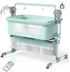 Photo 1 of Creatart Smart Baby Bassinet Bedside Sleeper,Music Play,Automatic Cradle with Timing Function & 5-Speed,Portable Baby Bed Height Adjustable Crib