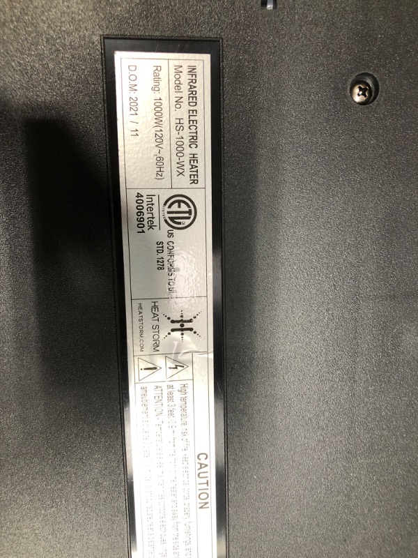 Photo 1 of *Minor cosmetic damage-last photo/missing remote/tested*Heat Storm Deluxe Mounted Space Infrared Wall Heater, White