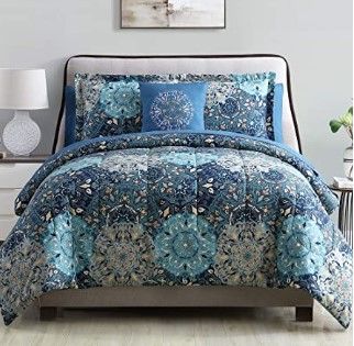 Photo 1 of **NOT exact stock picture, use for reference* Modern Threads - Granada Collection Comforter Set - Reversible Microfiber - Elegant Printed Bed Set - Includes Comforter, 2 Pillow Cases, 3 Decorative Pillows- Luxurious Bedding
