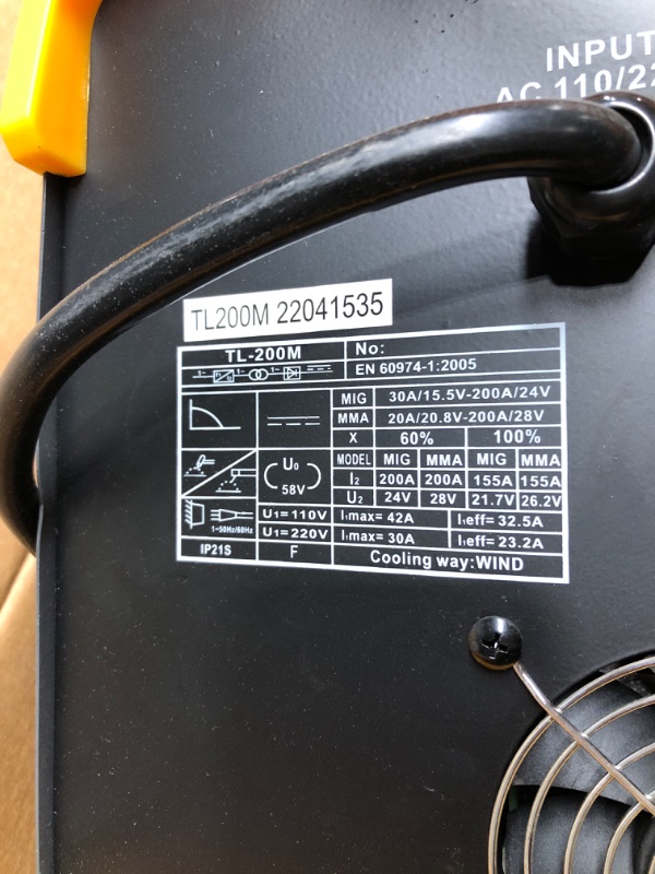 Photo 3 of *UNABLE TO TEST* TOOLIOM 195A Stick Welder 110/220V Dual Voltage MMA Welder Digital Display IGBT Inverter Hot Start Arc Force Anti-Stick Welding Machine fits 5/32in. (4mm) Welding Rods
