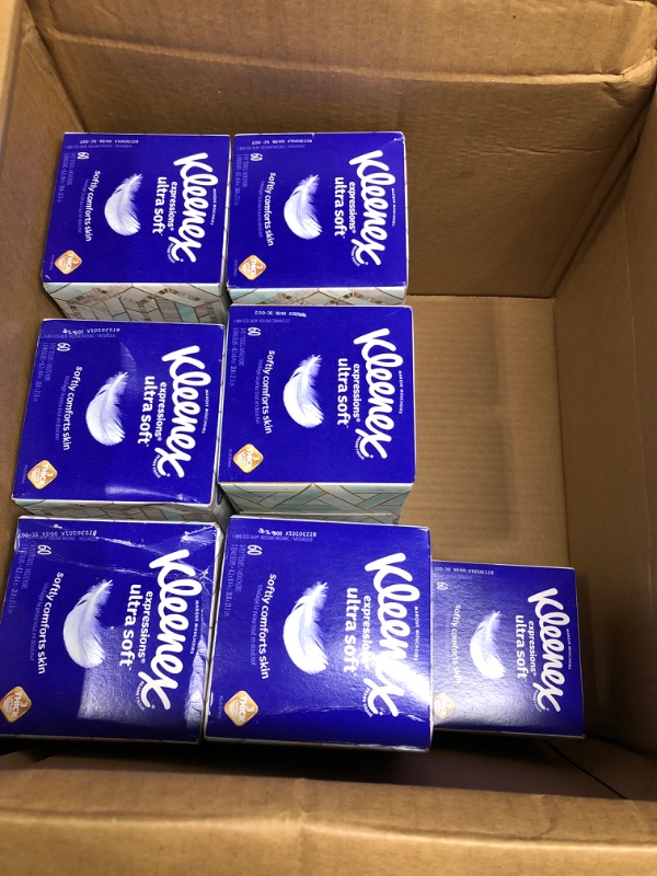 Photo 2 of *Major damage to 2 boxes/see photos* Kleenex Expressions Ultra Soft Facial Tissues, Soft Facial Tissue, 17 Cube Boxes, 60 Tissues per Box, 3-Ply (1,020 Total Tissues)
