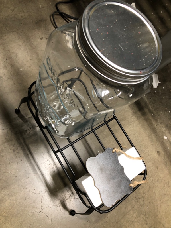 Photo 1 of *Only one glass dispenser/see photo/NOT exact stock picture, use for reference* 1-Gallon Glass Drink Dispenser with Stand, 18/8 Stainless Steel Spigot,-  Glass Beverage Dispensers for Parties - Mason Jar...
