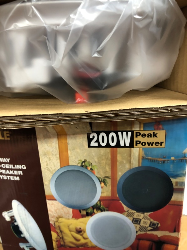 Photo 2 of 6.5” Ceiling Wall Mount Speakers - Pair of 2-Way Midbass Woofer Speaker - Pyle PDIC61RD & Wireless Bluetooth Stereo Power Amplifier - 200W Dual Channel Sound Audio Stereo Receiver 6.5" -inch Speakers + Amplifier