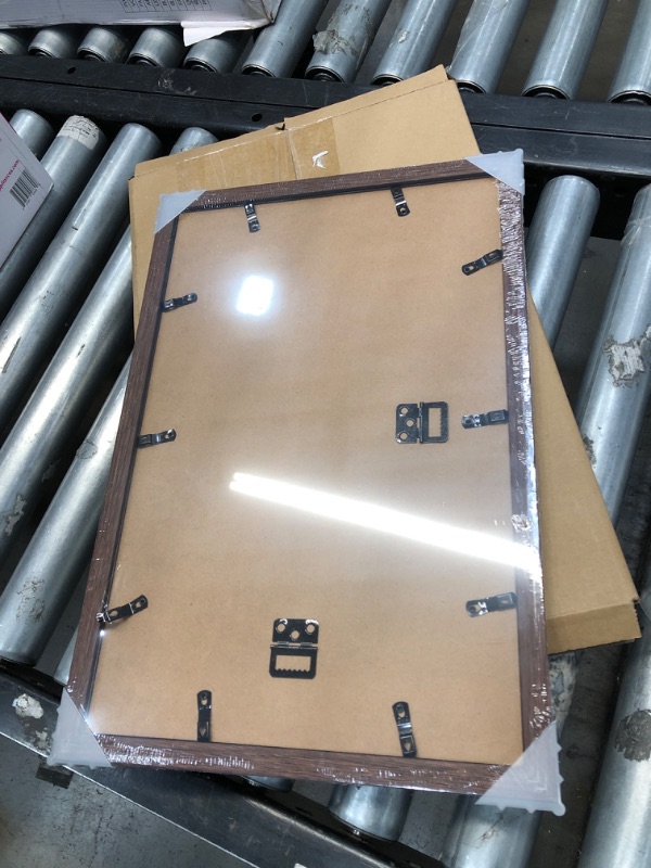Photo 1 of 11x17 Walnut Picture Frame - Legal Sized Paper Display. - Composite Wood with Shatter Resistant Glass - Wall Mounted Horizontal and Vertical Formats
