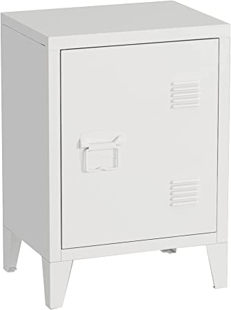 Photo 1 of MIOCASA Nightstand Modern End Side Table Steel Bedside Storage Cabinet with Shelf Easy Assembly for Living Room Bedroom (White)
