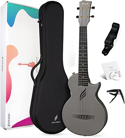 Photo 1 of Enya Tenor Ukulele 26 Inch Carbon Fiber Cutaway Travel Ukelele for Adult with Beginner Bundle Kit Including Online Video Lessons, Case, Strap, Capo and Strings?Nova U Pro Black?
