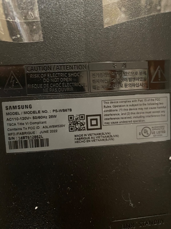 Photo 2 of *** NEW *** *** SOUND BAR DOES NOT FUNCTION DID NOT POWER ON *** 
***** PARTS ONLY *****
Samsung HW-Q60B 340W 3.1-Channel Soundbar System