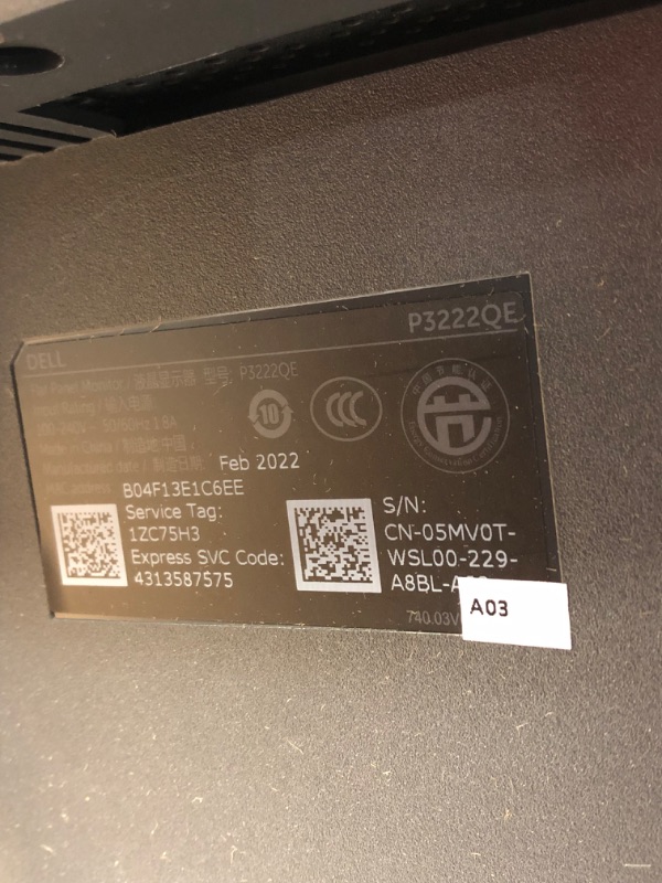Photo 1 of Dell 32 Monitor - P3222QE - 4K Resolution, IPS Technology USB-C Hub Monitor

