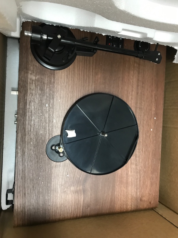 Photo 3 of (PARTS ONLY)Vinyl Record Player, Belt-Driven Bluetooth Turntable with Built-in Speakers & Magnetic Cartridge,Supports Vinyl to MP3 Function/Phono preamp/AUX-in/RCA Output Brown