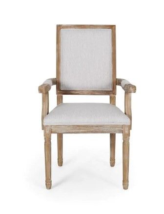 Photo 1 of Aisenbrey Light Gray and Natural Wood and Fabric Arm Chair (Set of 2)
