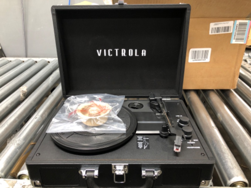 Photo 2 of Victrola Vintage 3-Speed Bluetooth Portable Suitcase Record Player with Built-in Speakers | Upgraded Turntable Audio Sound| Includes Extra Stylus | Black, Model Number: VSC-550BT-BK, 1SFA